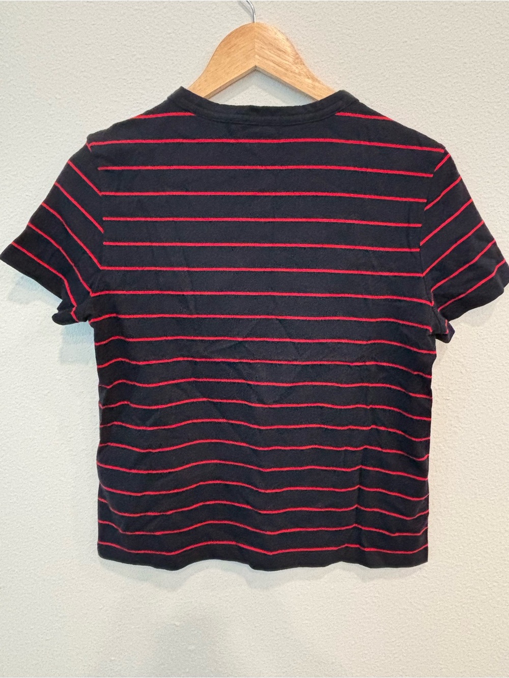 Madewell 100% Cotton Black Tee with Red Stripes Woman Size S - Picture 2 of 6